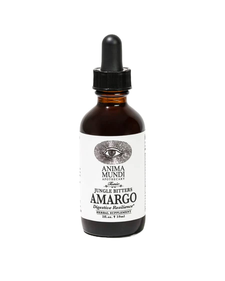 Anima Mundi Amargo Digestive Bitters bottle showing herbal blend and digestive support.