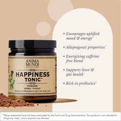 Anima Mundi Happiness Tonic ashwagandha powder for subtle adaptogenic balance in daily routines.