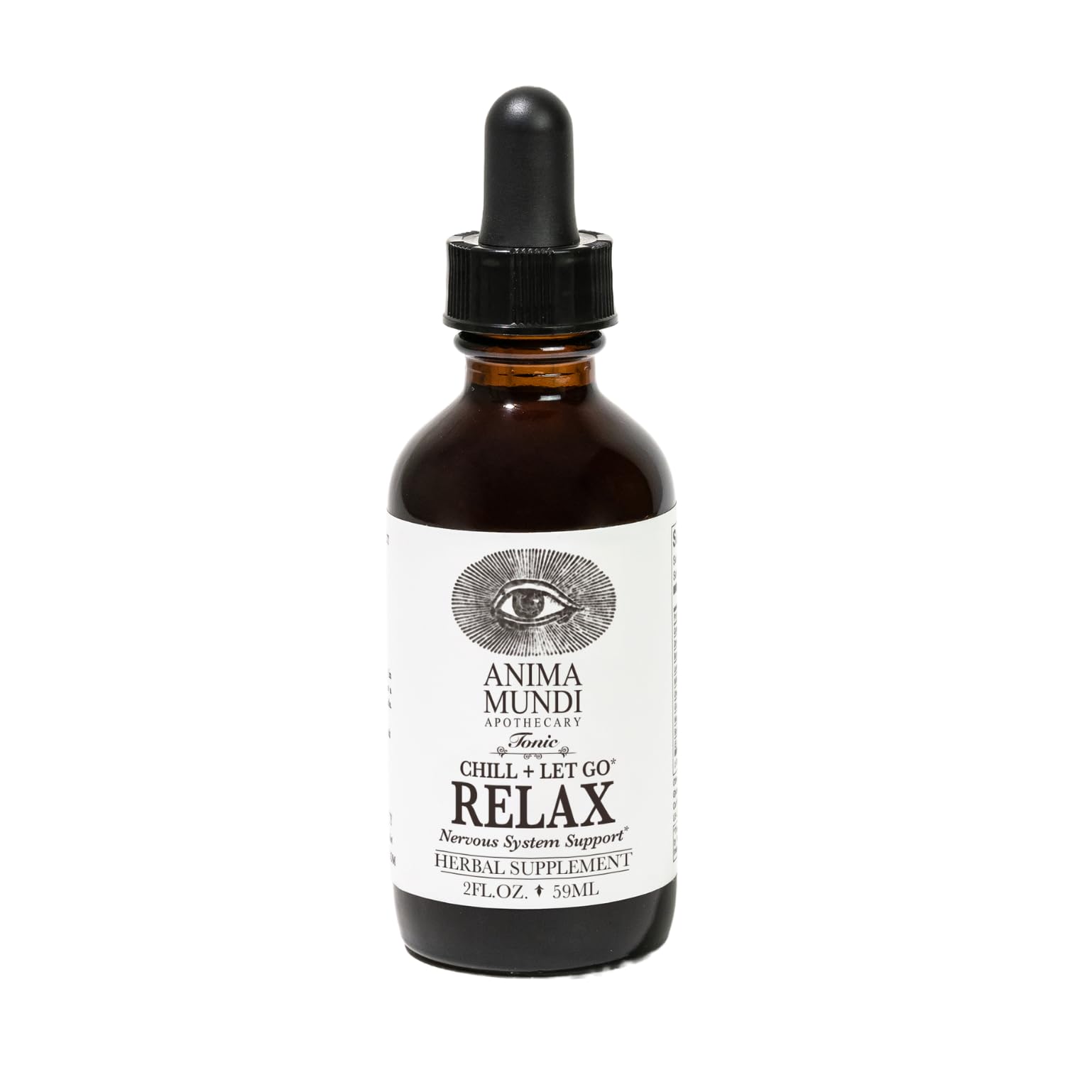 Anima Mundi Relax Tonic bottle close-up offers calming support for everyday stress.