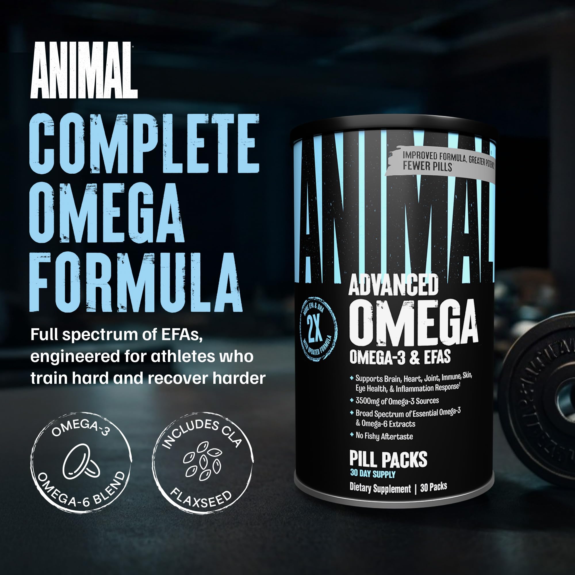 Animal Advanced Omega enteric-coated softgels reduce fishy aftertaste while delivering EPA and DHA