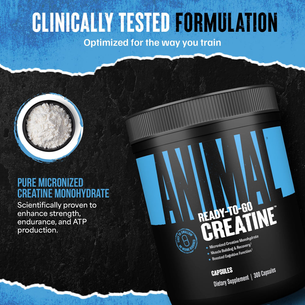 Packaging shows Animal Creatine capsules quality and purity