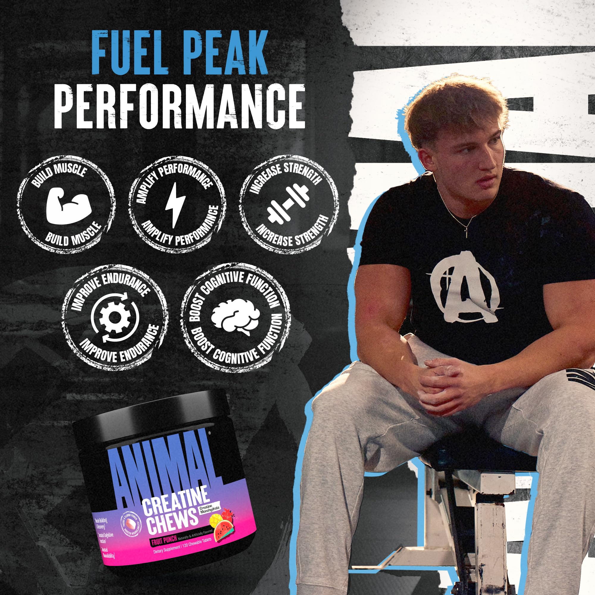 Animal Creatine Chews pour glass demonstrates simple, mess-free pre- or post-workout use