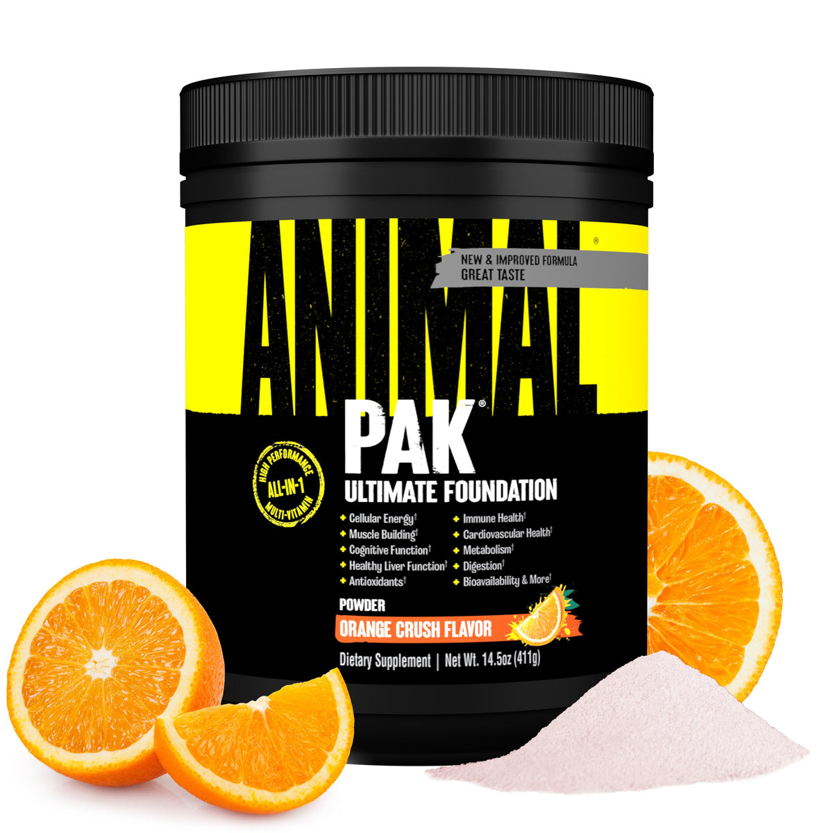 Animal Pak bottle on a gym shelf showcasing complete daily nutrition