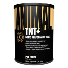 Animal TNT+ bottle highlights testosterone support for enhanced workout performance.