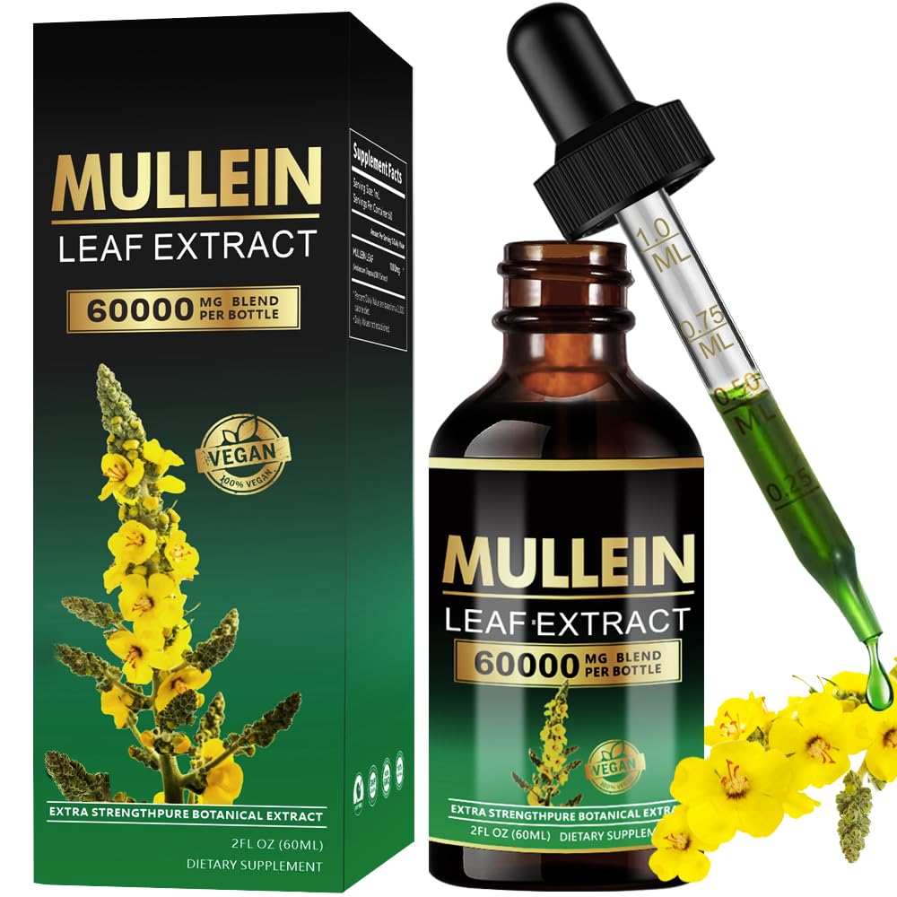 ANKUY Mullein Drops bottle label shows natural, chemical-free lung support.
