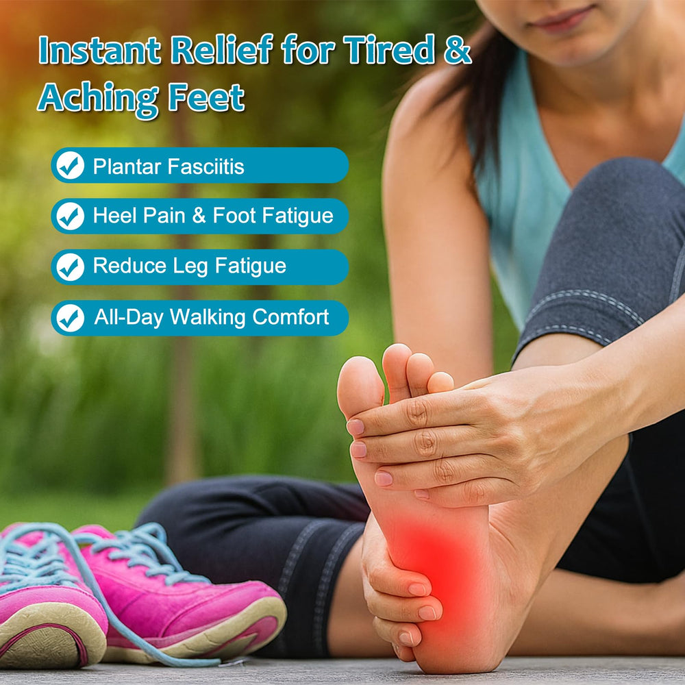ANLUKE memory foam insoles offer arch support to reduce fatigue during long walks.