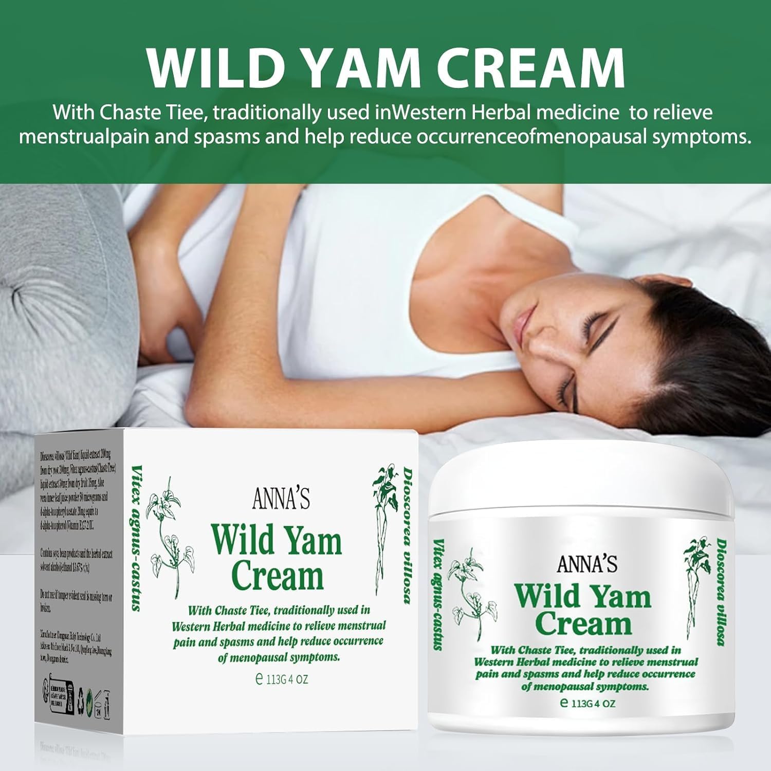 Close-up of Anna's Wild Yam Cream texture for smooth application.