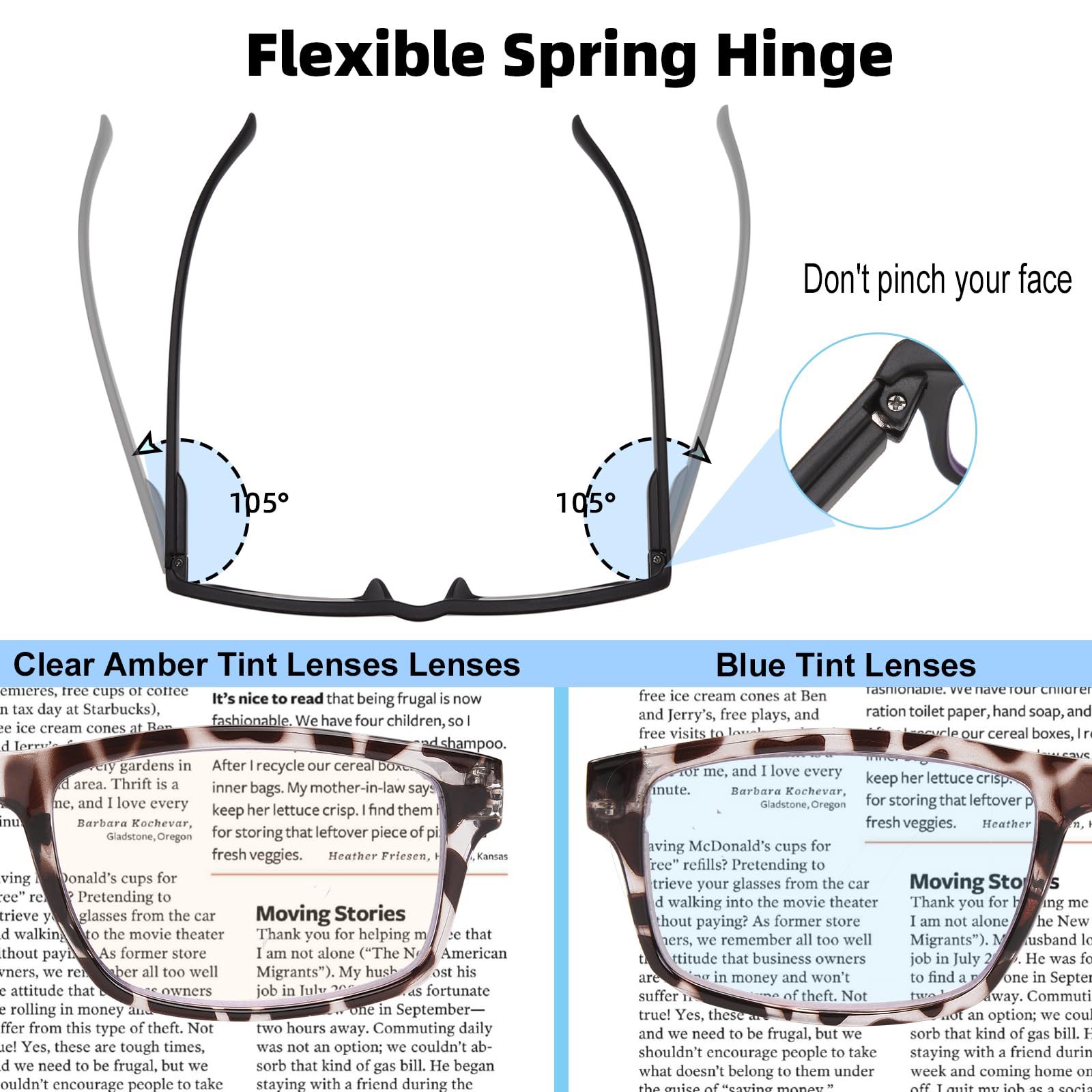 Anourney lentes ergonómicos con ajuste cómodo y muelle para diversos rostros.