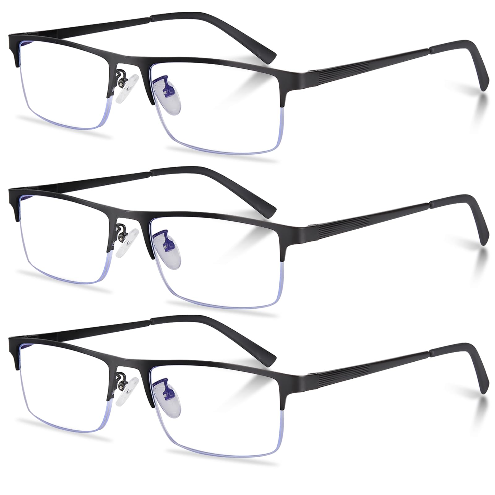 Anourney metal half-frame reading glasses front view, durable and stylish daily wear.