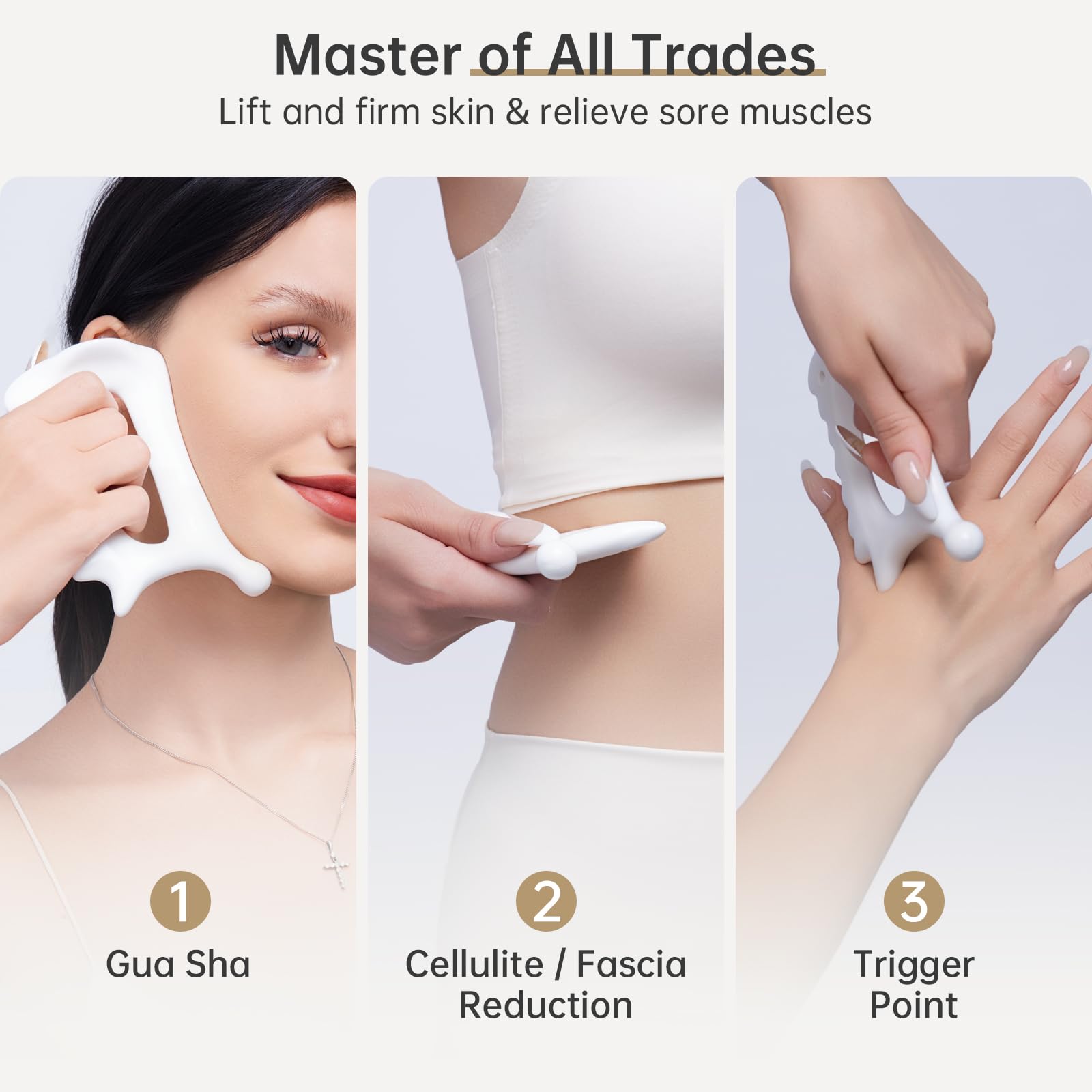 ANPODE 6-in-1 gua sha tool shown for face and body with ice therapy.