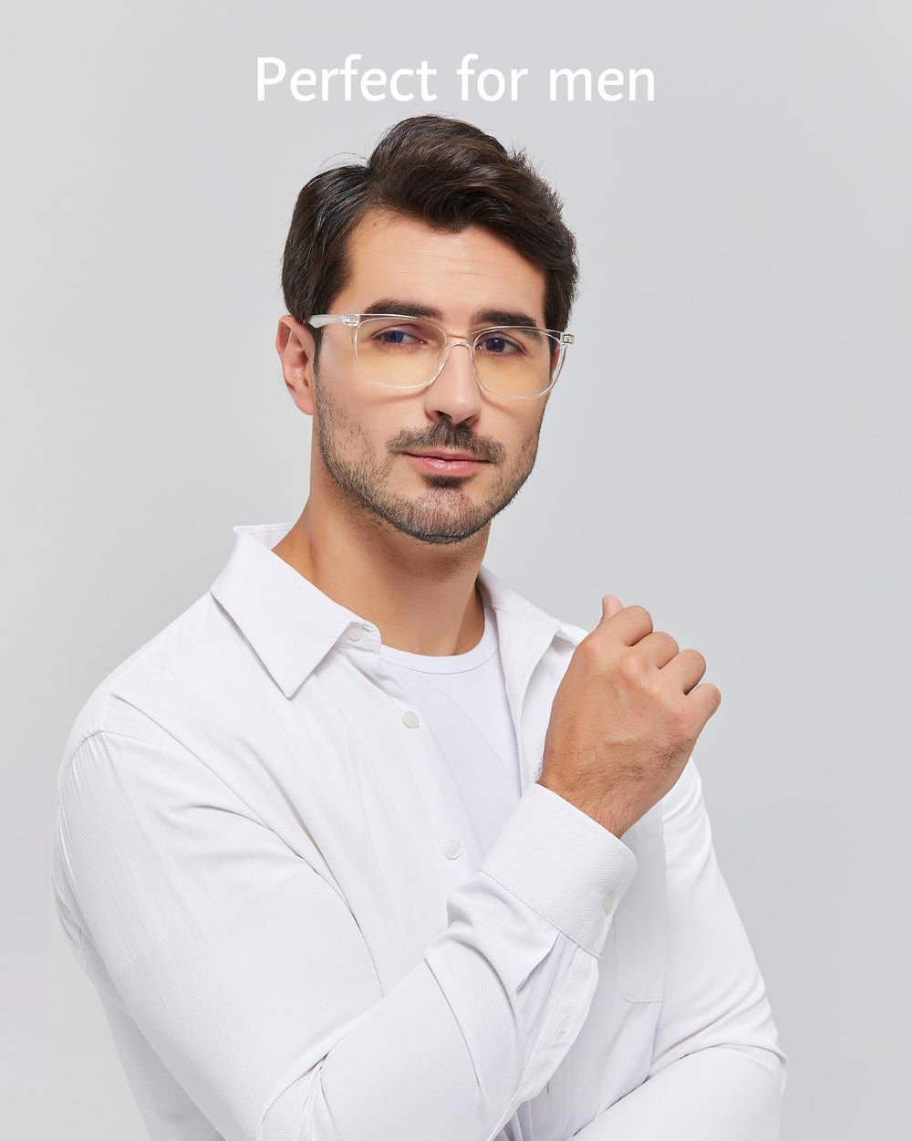 ANRRI blue light glasses clear frame, side view for daily wear