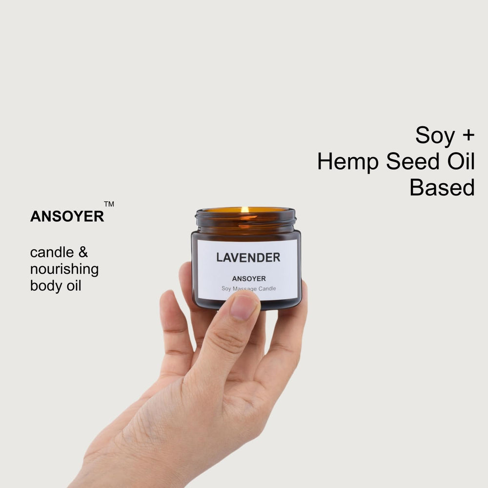 ANSOYER low-temp massage oil candle melts safely for comfortable at-home massages.