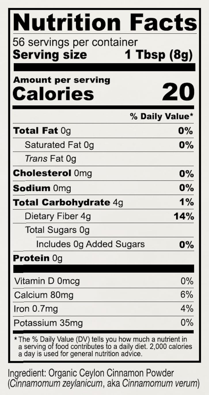 Close-up of Anthony's cinnamon powder label organic gluten-free