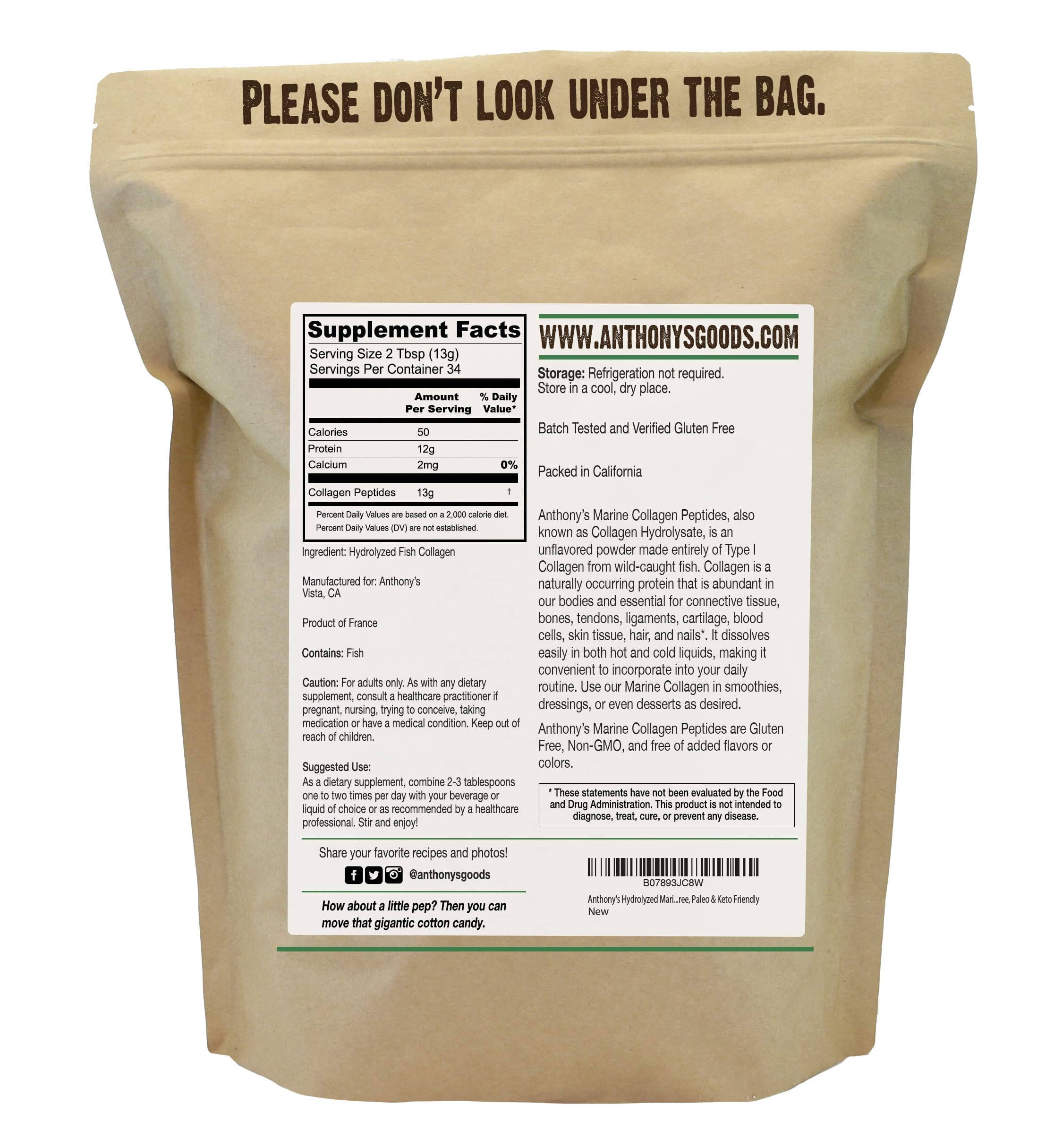 Pour into coffee: Anthony's collagen peptides enhance texture and protein content in your morning ritual.