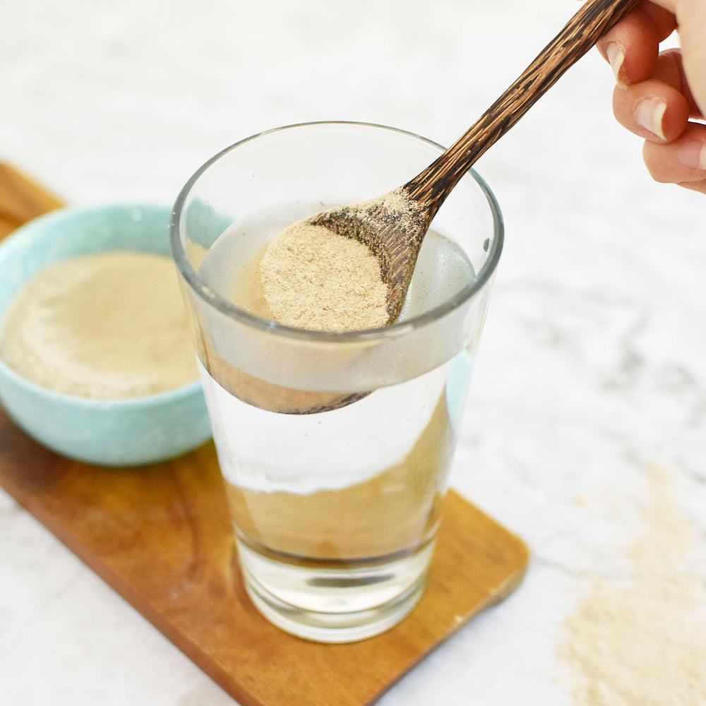 Anthony's organic psyllium on kitchen counter, versatile ingredient for baking and smoothies.