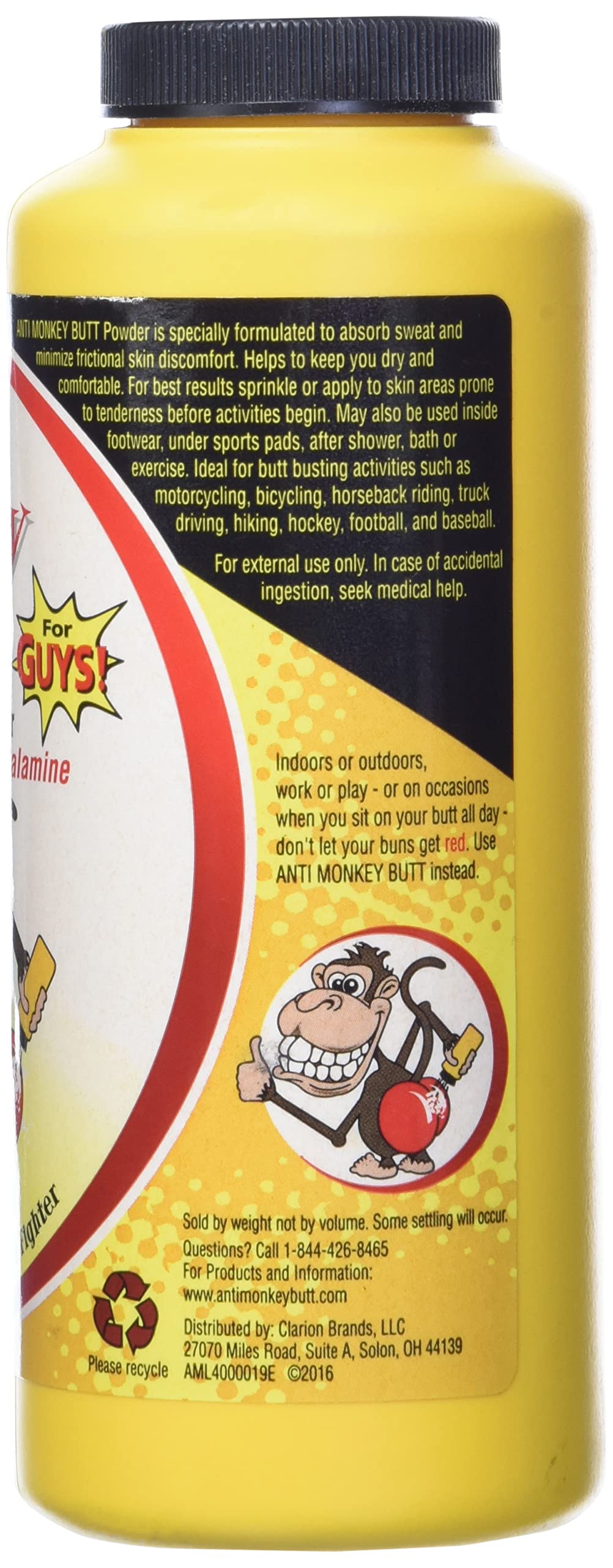 Anti Monkey Butt Calamine powder absorbs sweat during activity.