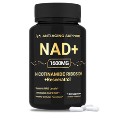 ANTIAGING SUPPORT NAD supplement bottle close-up highlighting vegan capsules for daily energy