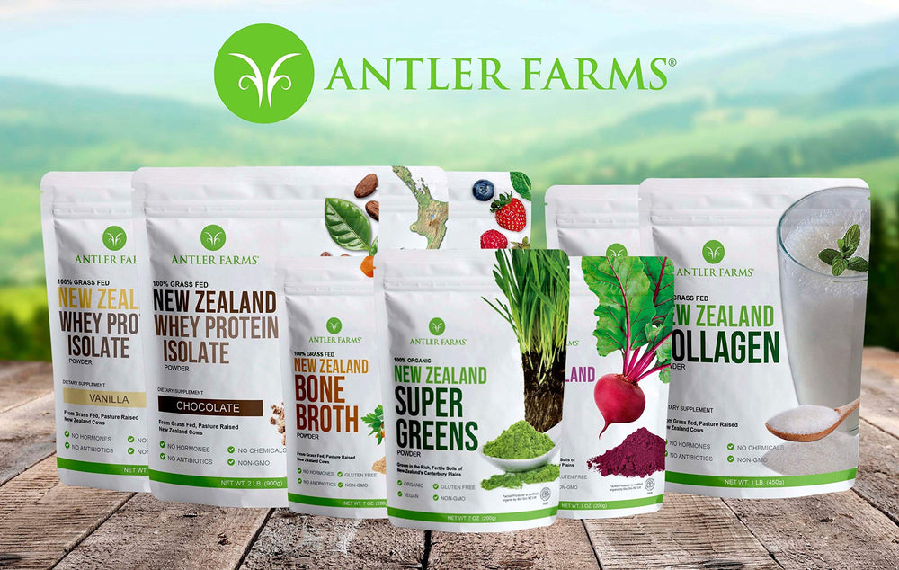 Antler Farms 120 softgels packaging scene ready for daily use.