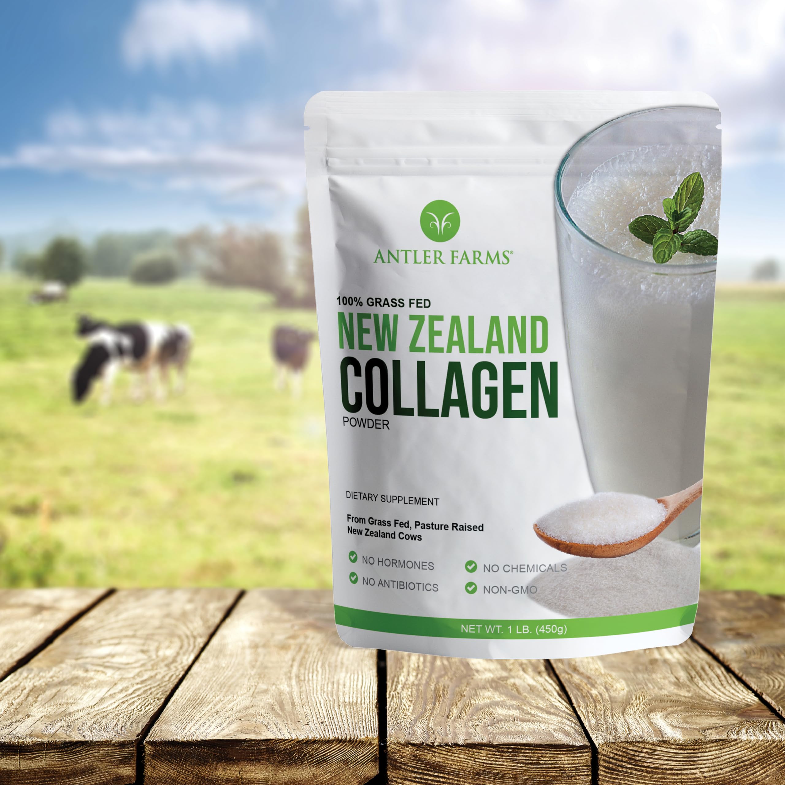 Antler Farms hydrolyzed collagen peptides close-up; high bioavailability