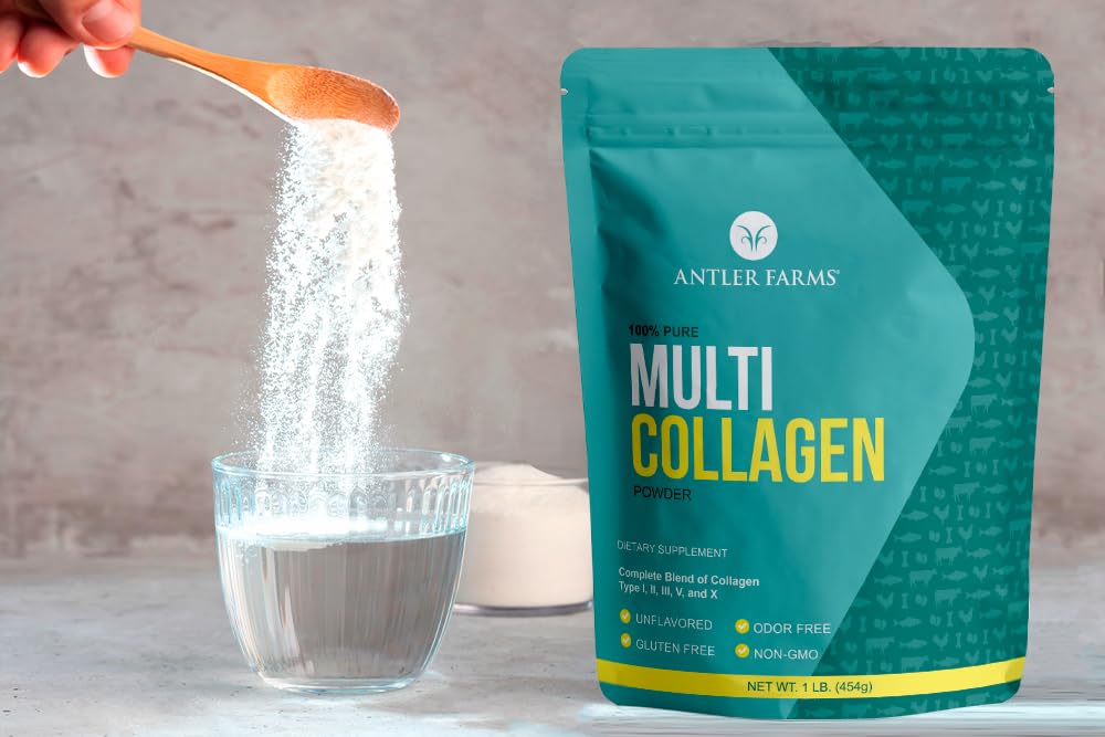 Antler Farms collagen powder scoop for easy daily mixing into beverages.