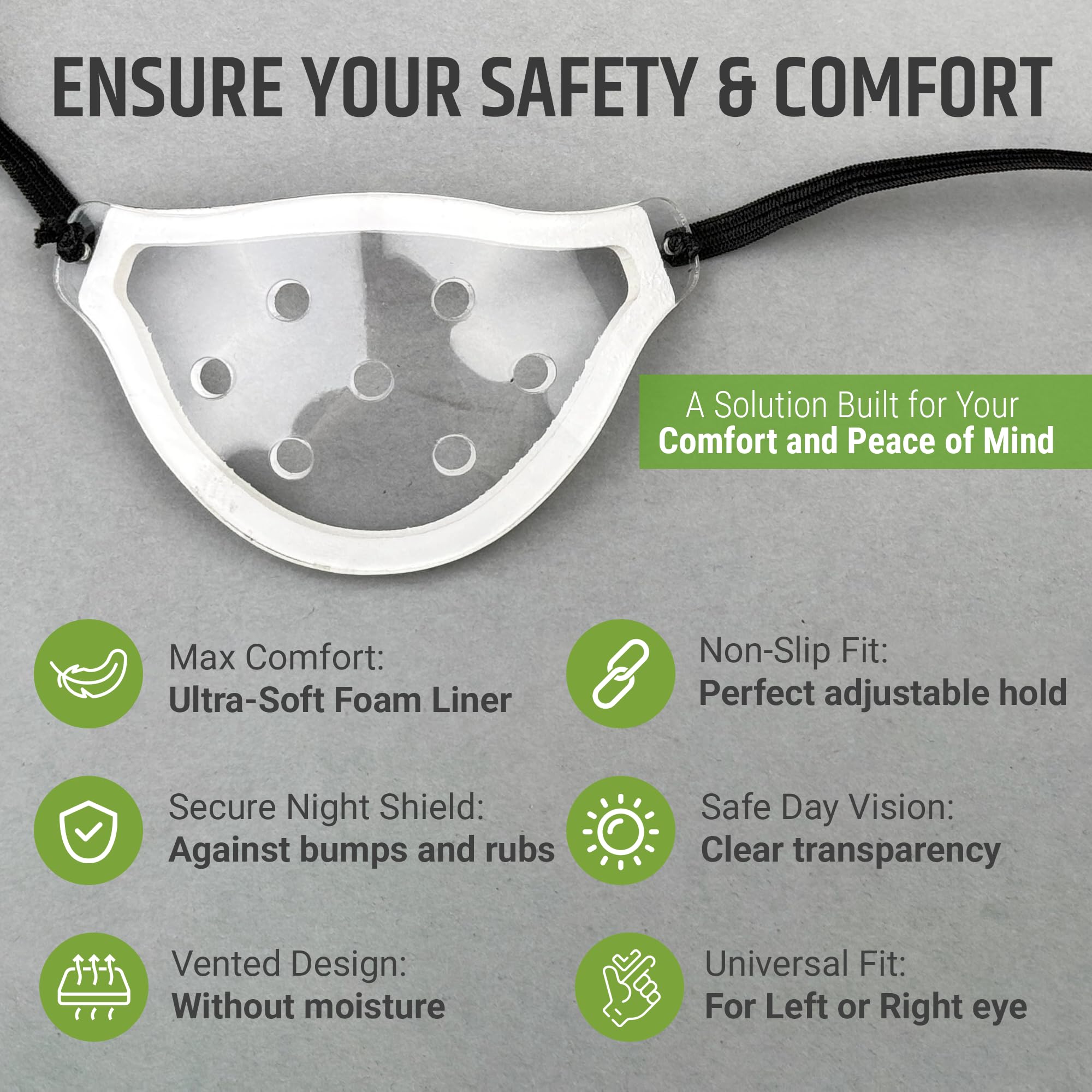 ANUDRA Eye Shield full-size coverage provides complete protection during sleep.