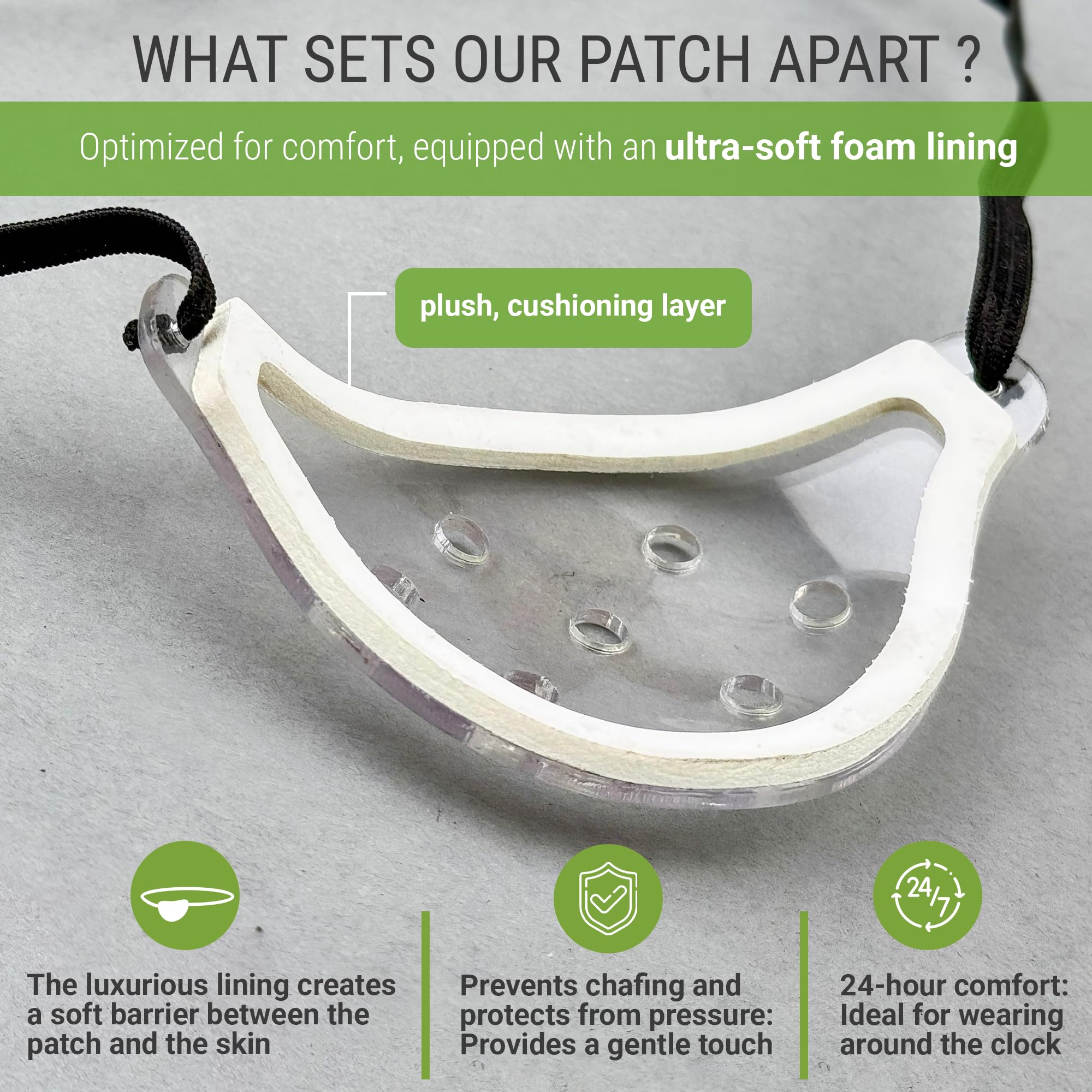 ANUDRA Eye Shield universal left-right design fits either eye securely.