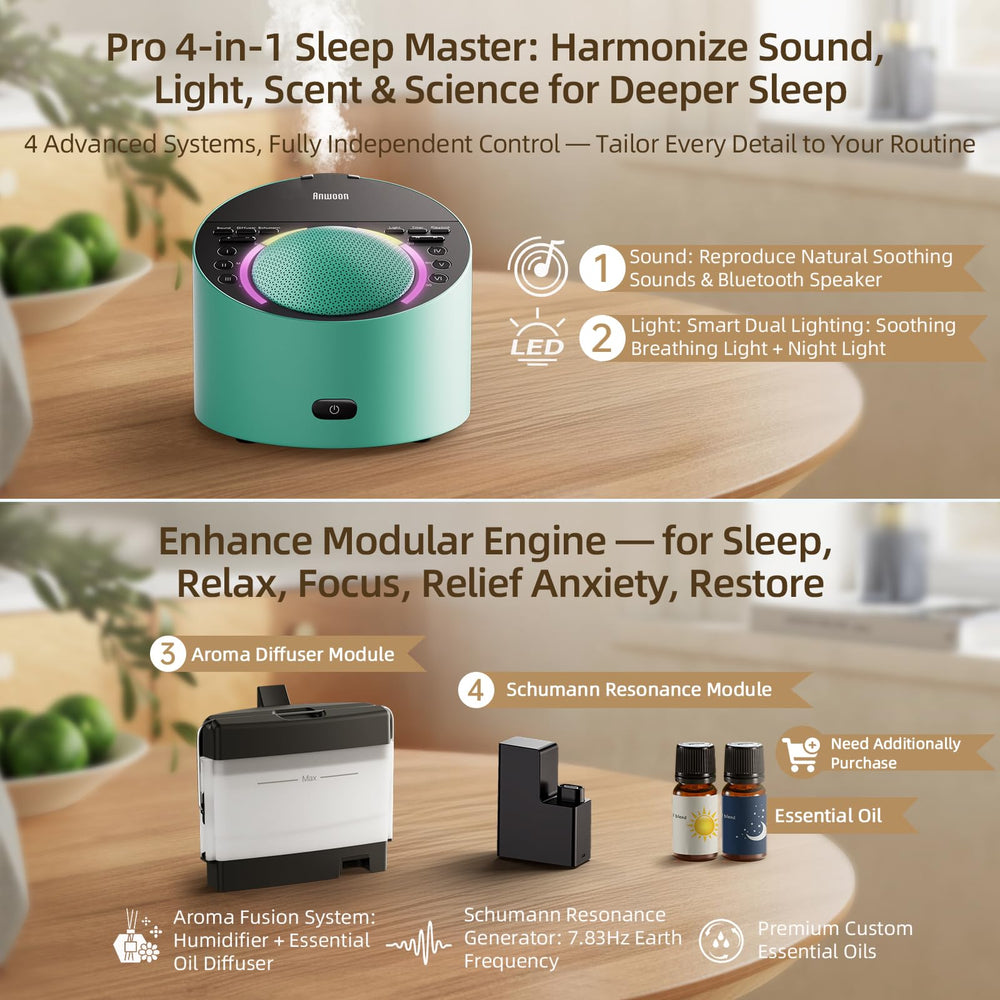 ANWOON Pro control dials showcase adjustable sound and light for personalized ambiance.