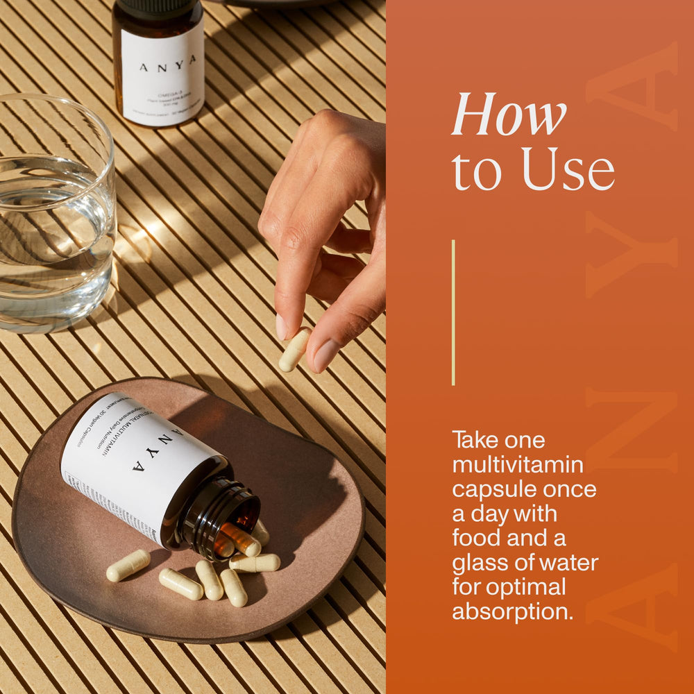 ANYA Postpartum Multivitamin on a shelf, gift-ready postpartum care.