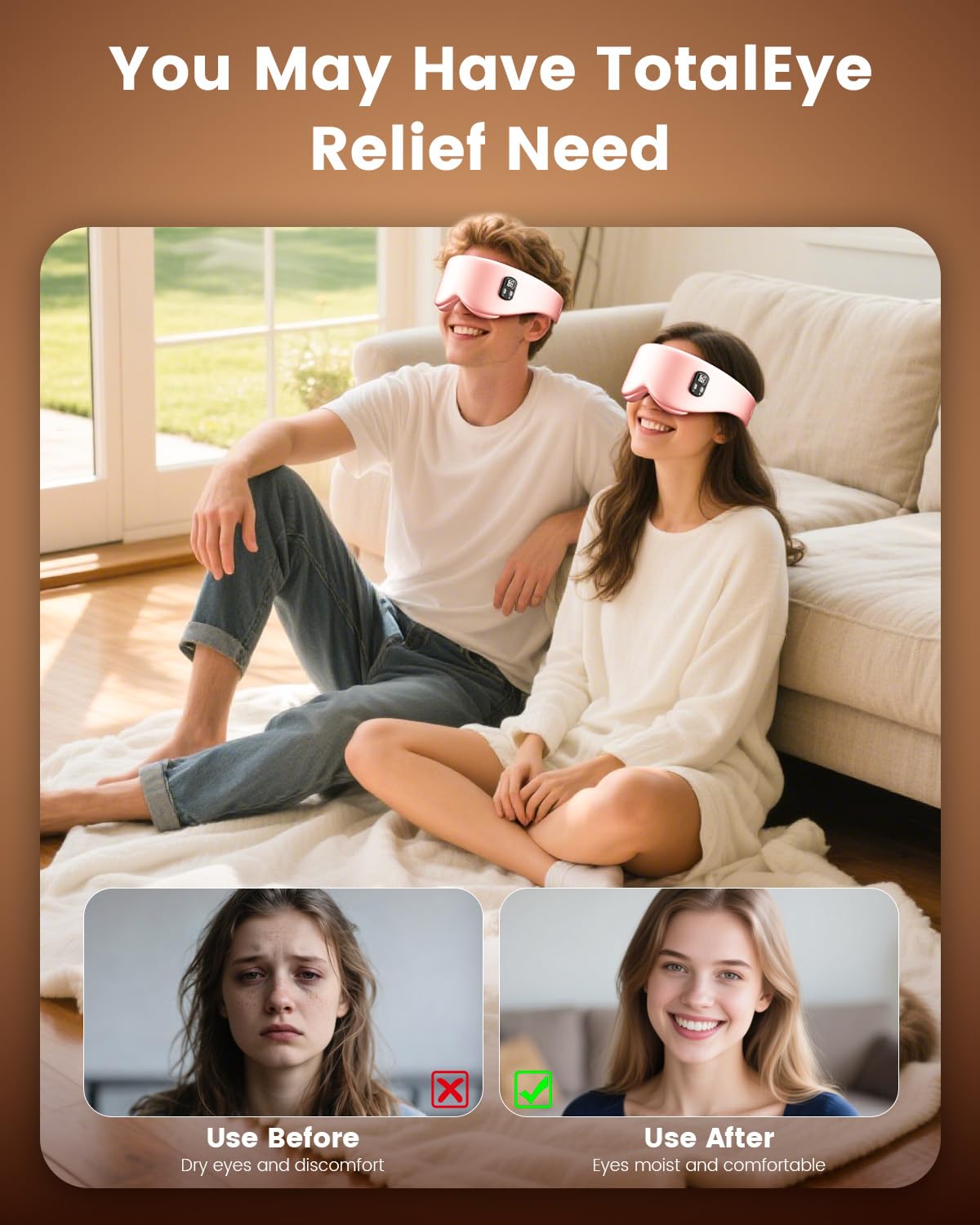 Anydance cordless eye mask with 1500mAh battery up to 90 minutes