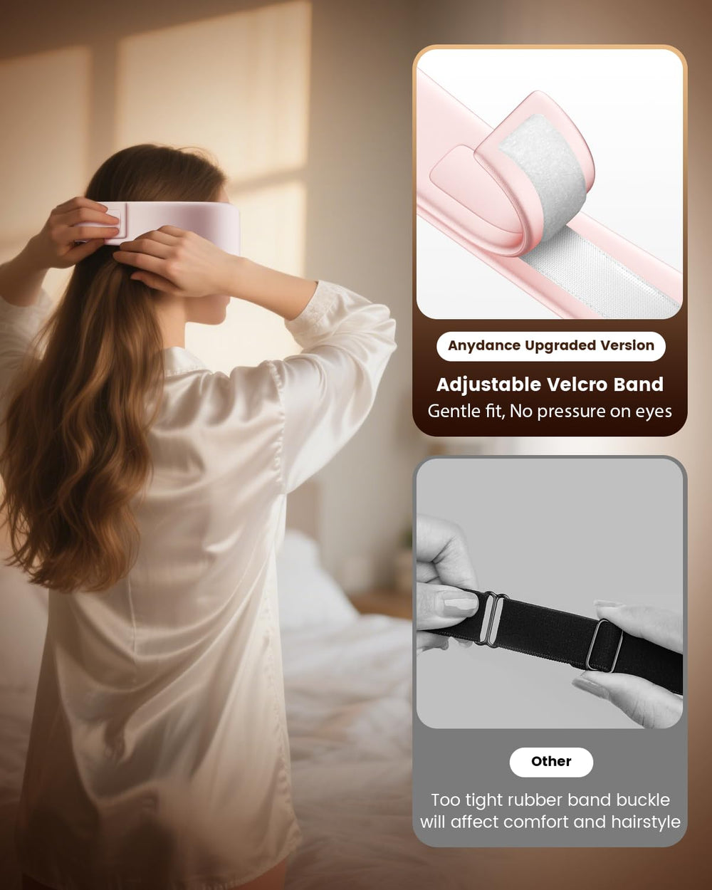 Anydance heated eye mask with fast, even heating and graphene lining