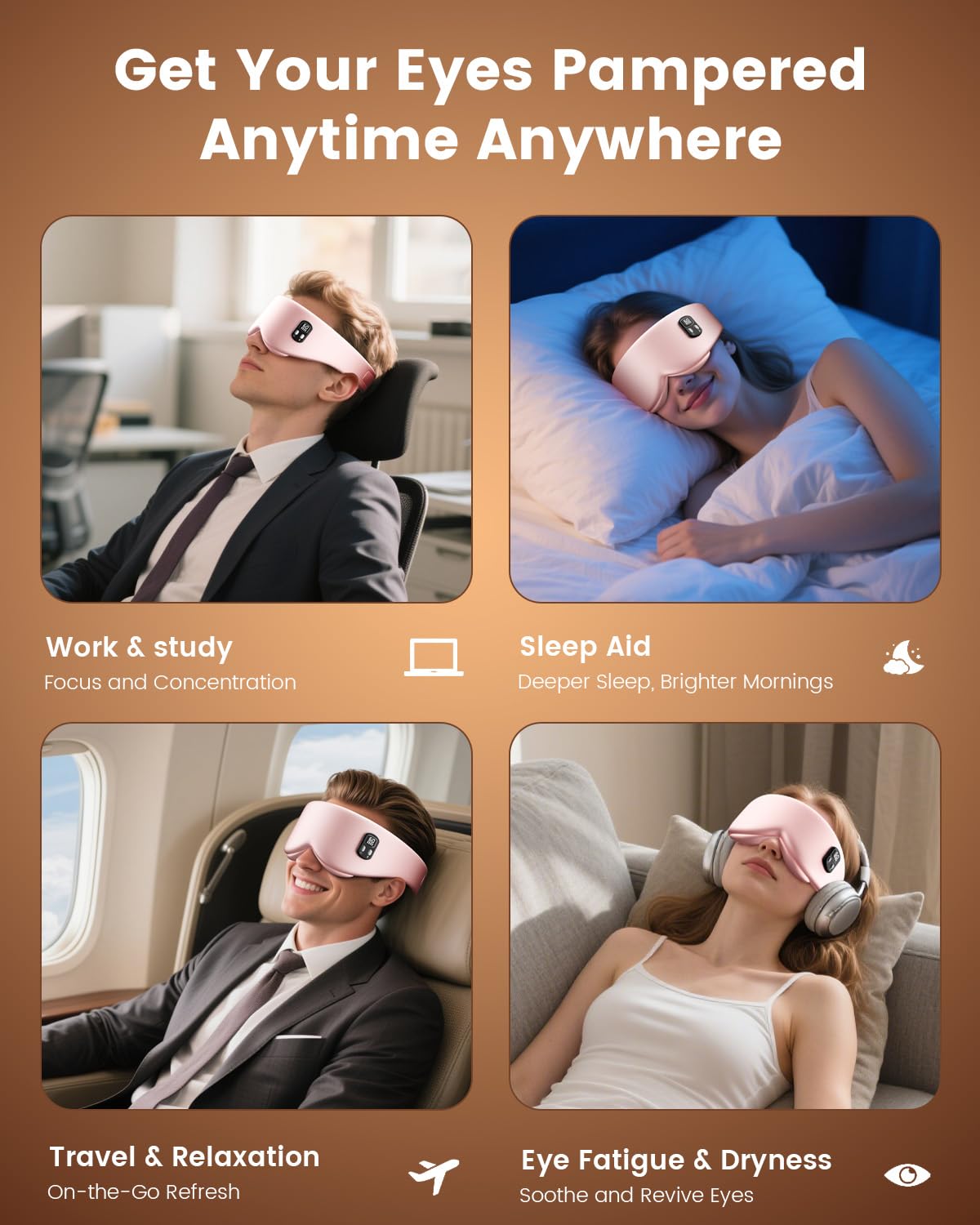 Anydance eye mask with soft Velcro strap protects hair