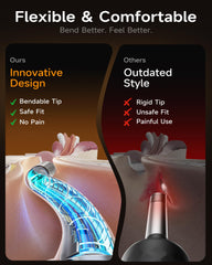 Anyear LED lights illuminate the ear during wax removal for better visibility.