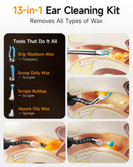 Anyear soft silicone ear scoop tip reduces discomfort during cleaning.