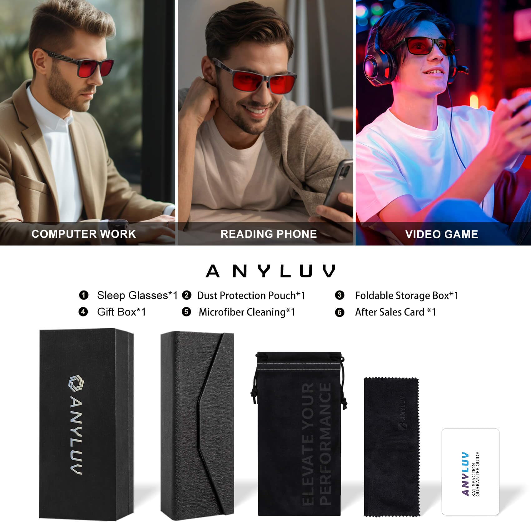 ANYLUV after-sales support communicates brand care for blue light glasses.