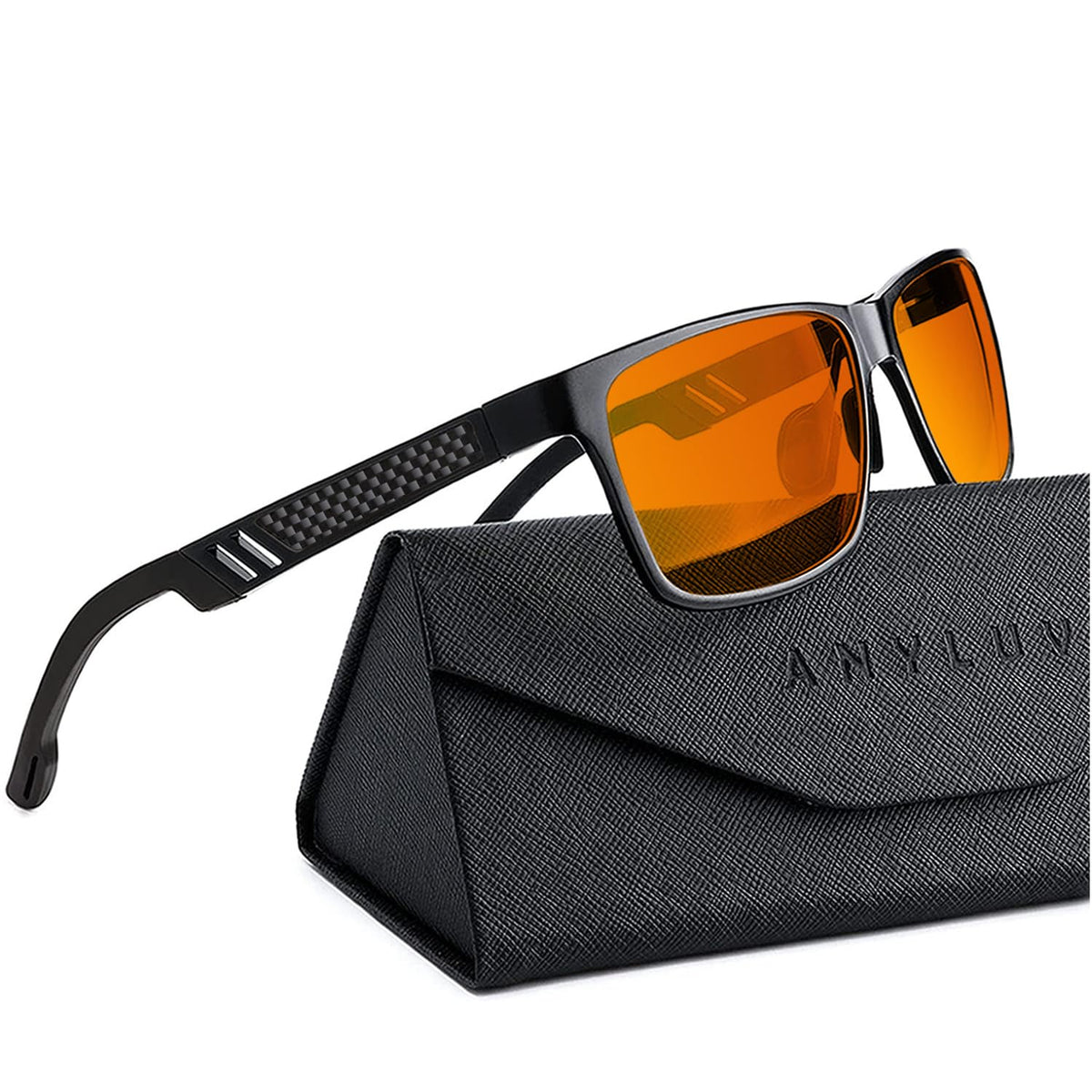ANYLUV blue light blocking glasses frame close-up for men with eye-protective design.