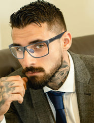ANYLUV blue light blocking glasses, side profile, comfortable for long sessions.