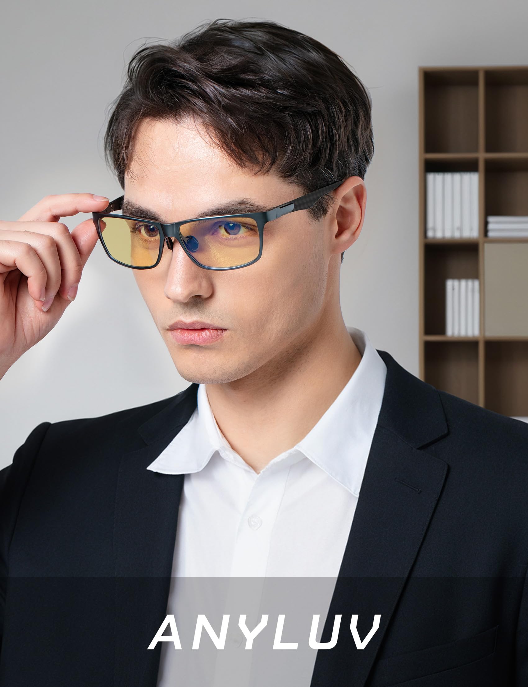 ANYLUV glasses temple detail showing lightweight durable frame design