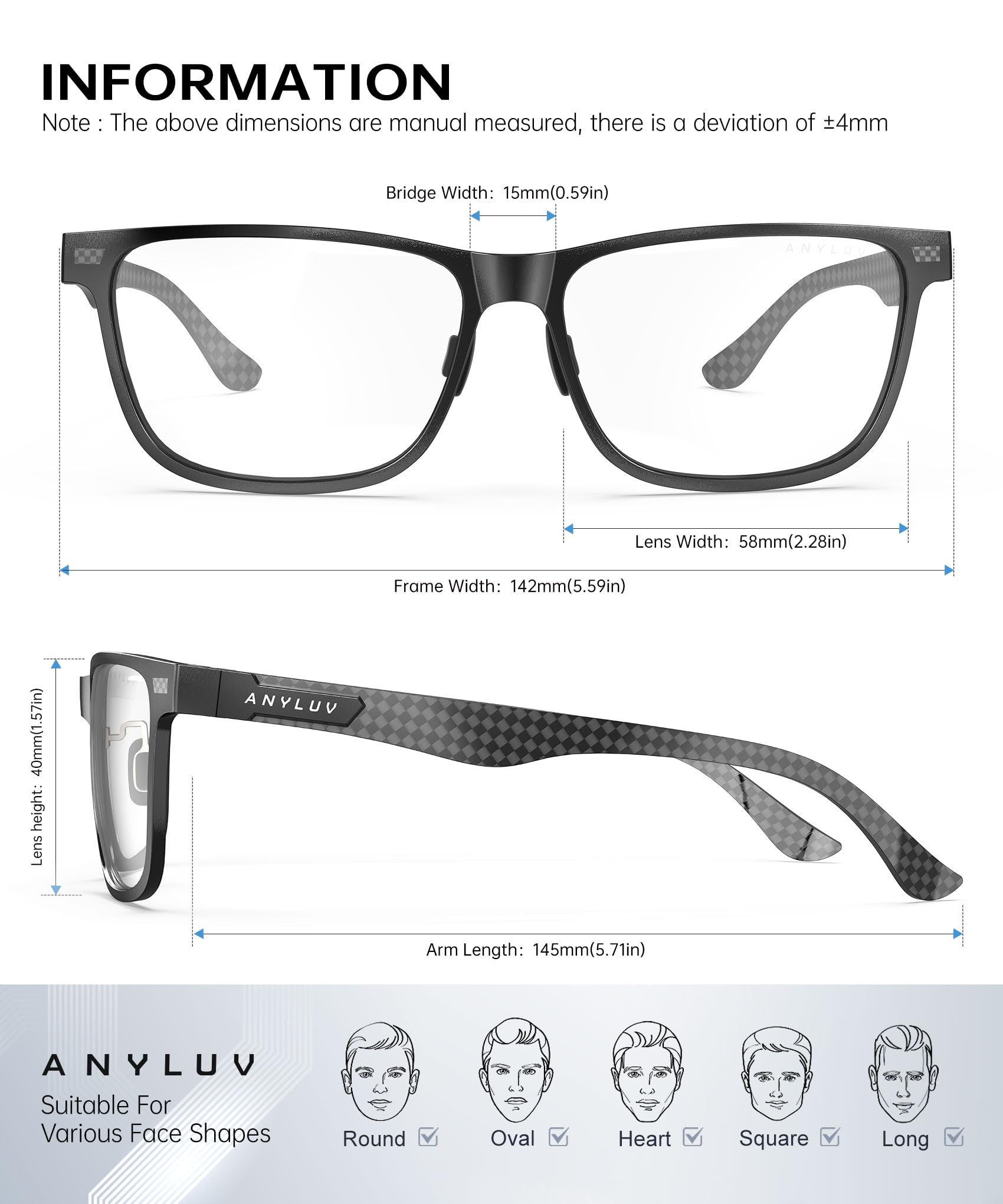 ANYLUV blue light glasses ideal for desk work and entertainment setups