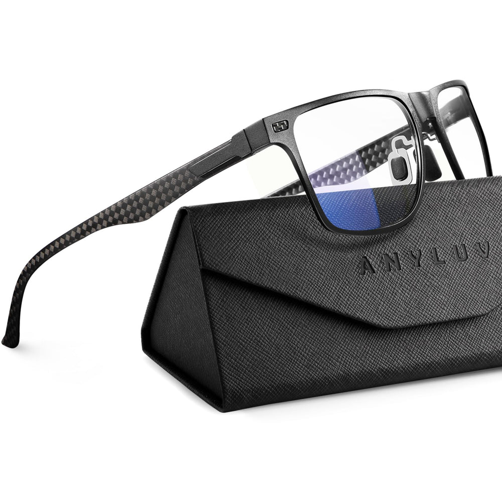 ANYLUV blue light glasses with square carbon fiber frame for screen time protection