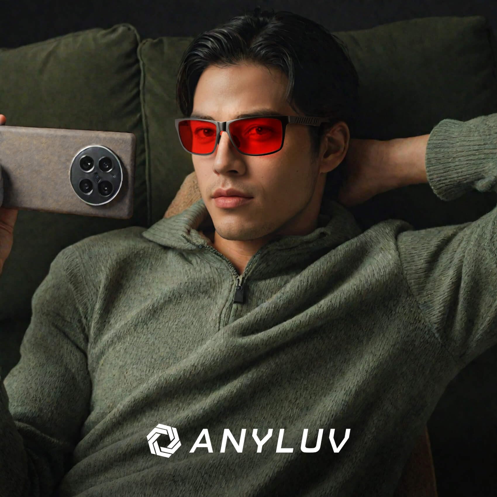 ANYLUV lightweight AL-MG frame blue light glasses for long gaming sessions.