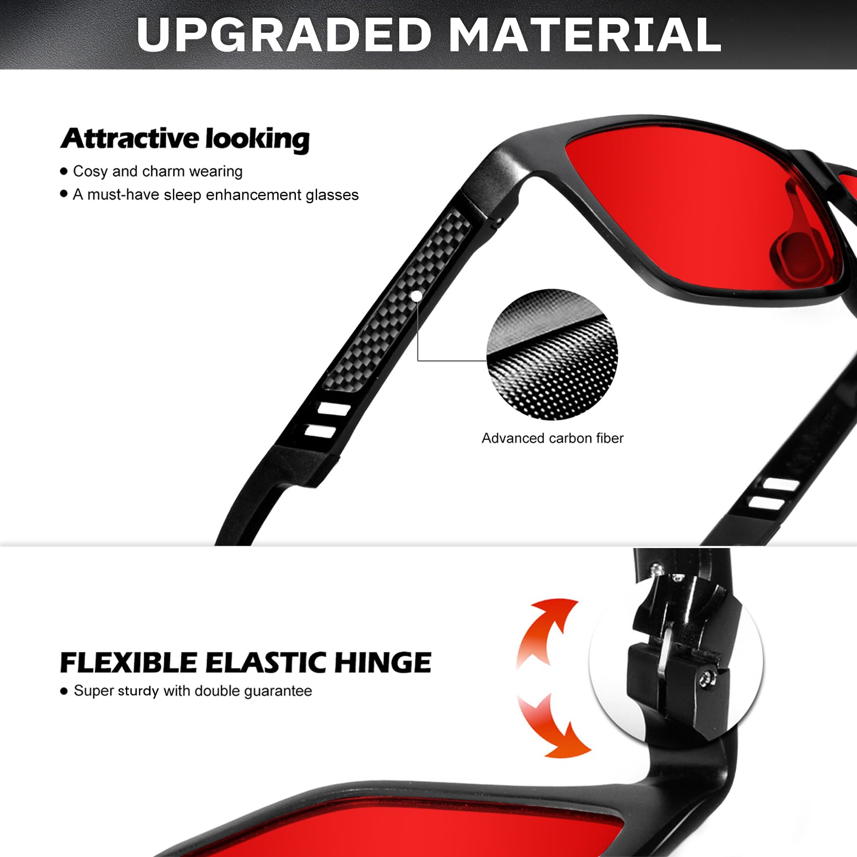 ANYLUV sleep-enhancing glasses, wearing in evenings to support calmer bedtime routines.