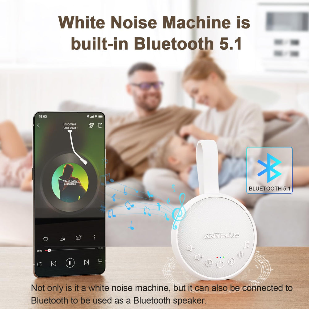 ANYPLUS white noise machine side view, portable profile