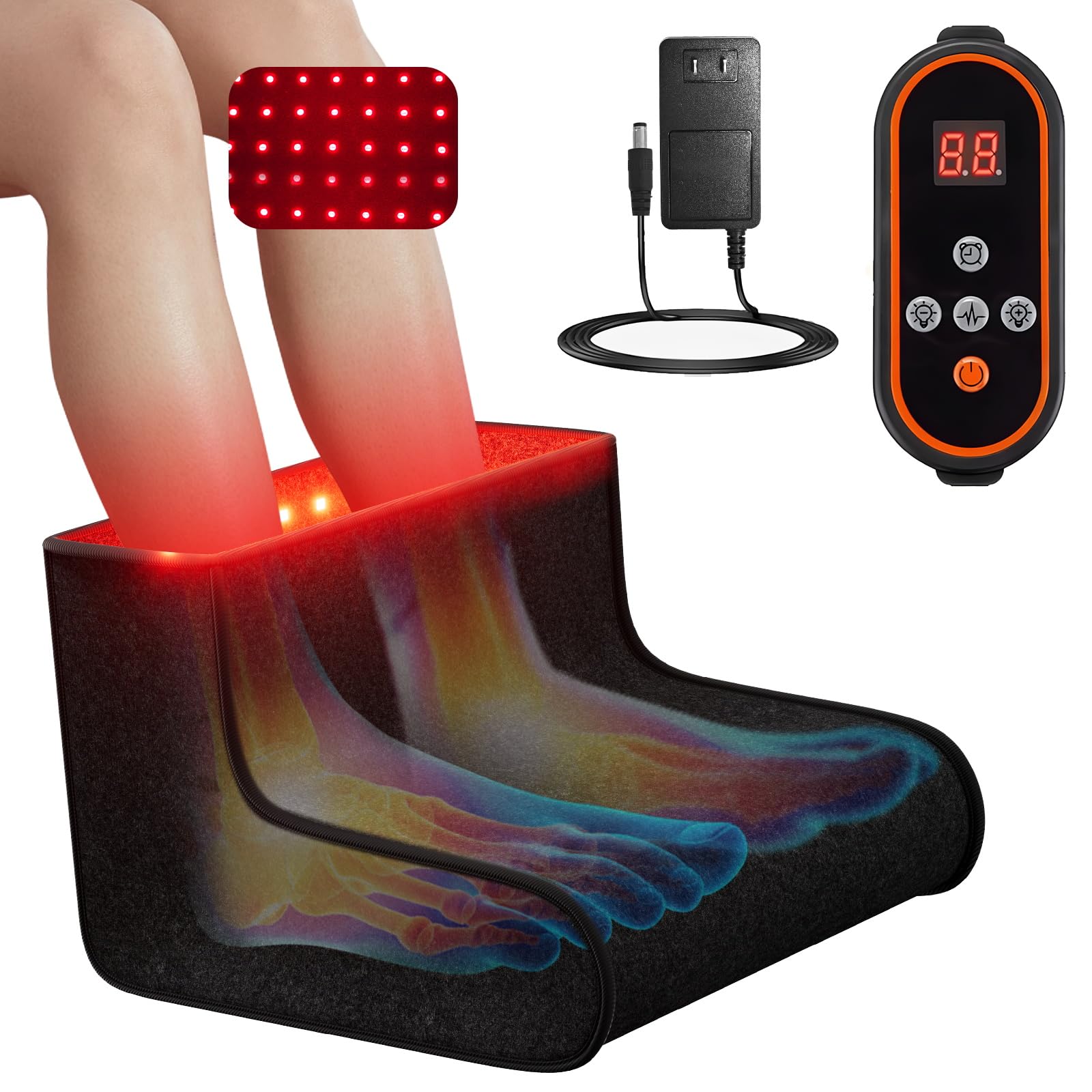 Anzqul foot 360 coverage image showing full-foot contact for immersive red light therapy.