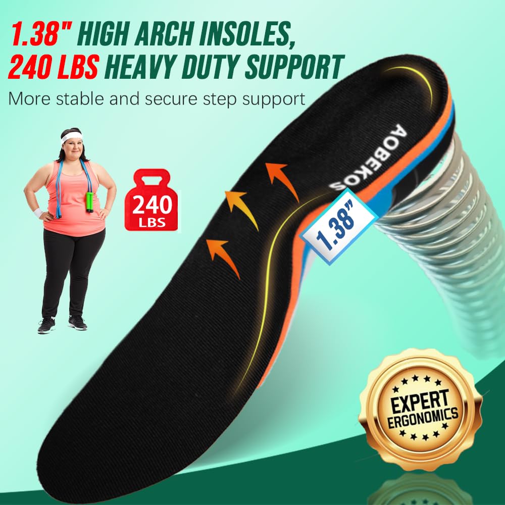 AOBEKOS deep heel cup anchors the heel for better balance.