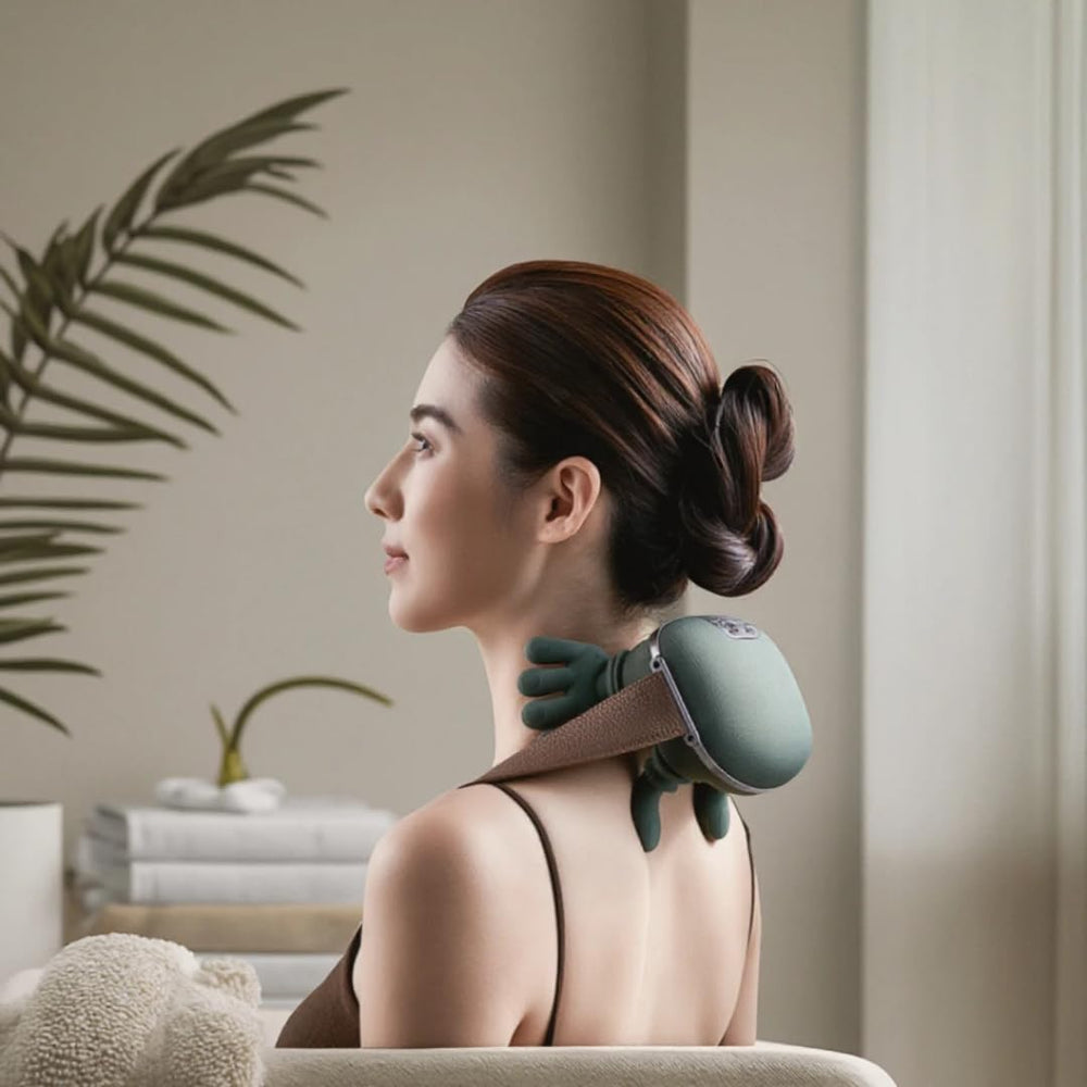 4D kneading heads mimic hand touch for deep relaxation.