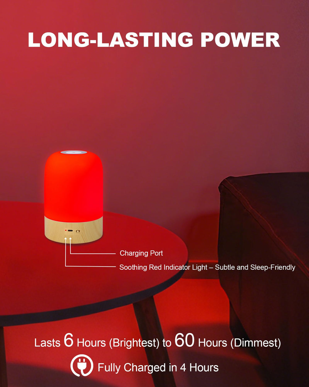 Aoife sleep lamp with warm white setting for relaxation.
