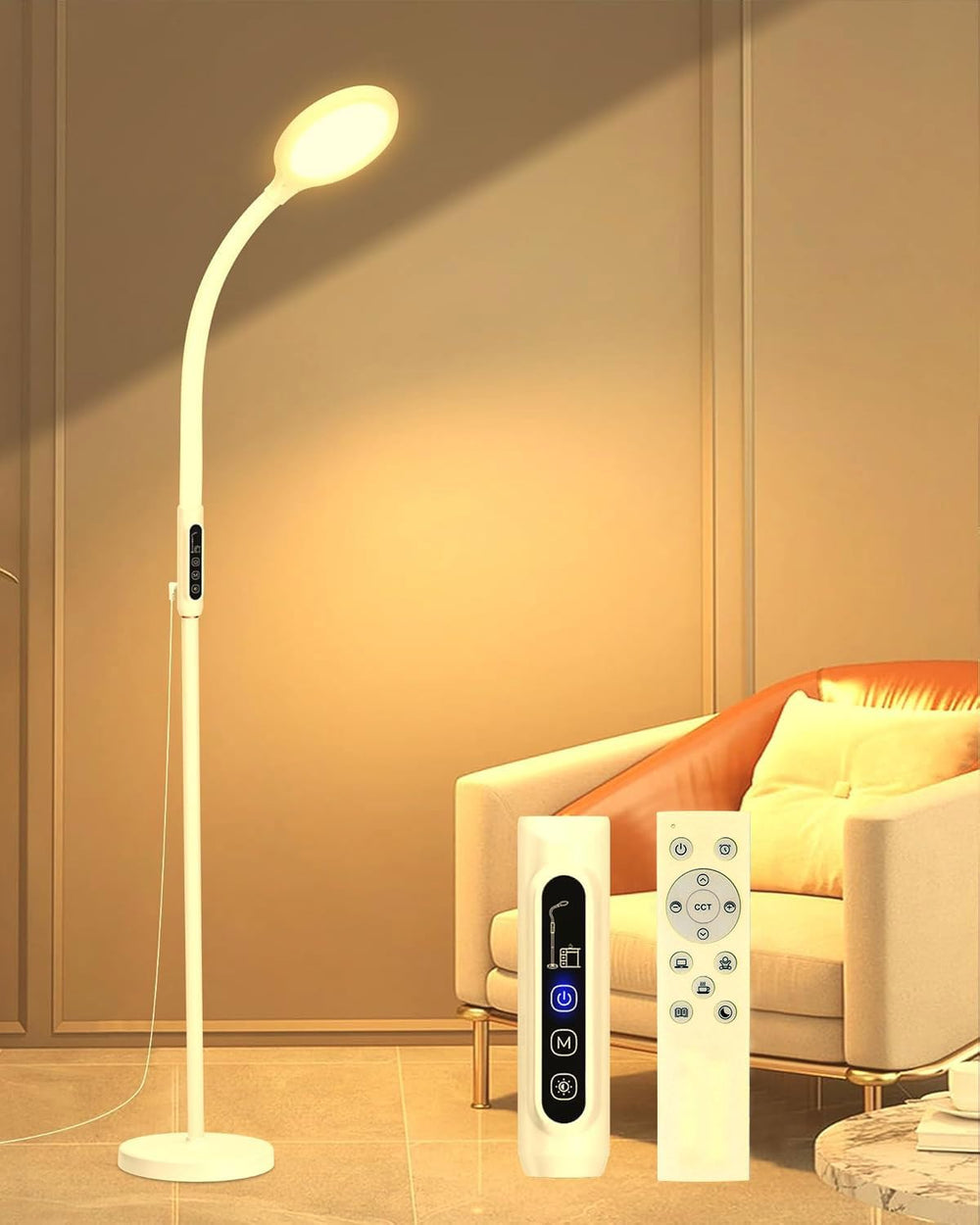 Aoife light therapy lamp, front view, 11000 lux brightness for a vibrant daylight-like glow