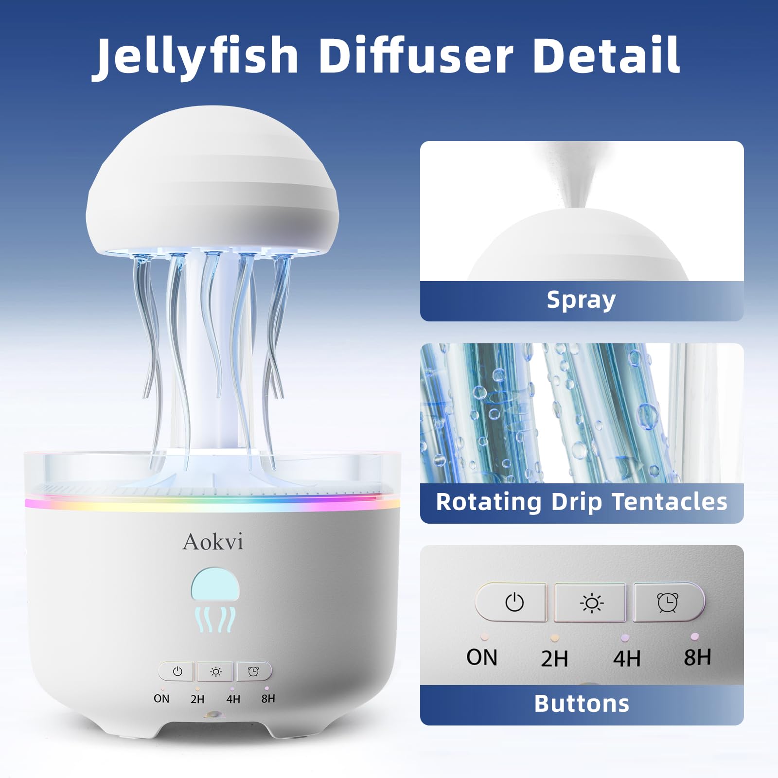 Aokvi jellyfish diffuser auto-off helps safety and energy efficiency.