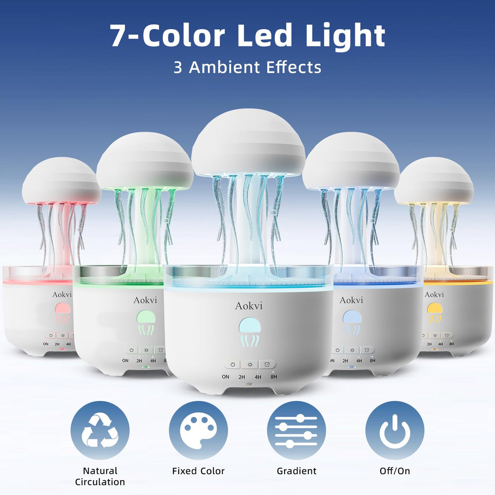 Aokvi jellyfish diffuser operates quietly via ultrasonic spray for peaceful spaces.