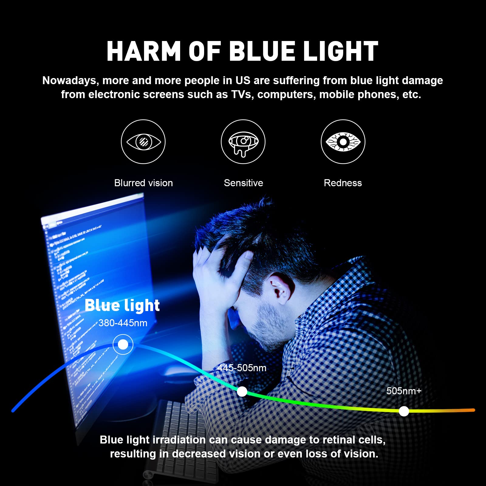 AOMASTE blue light glasses half-frame side view comfortable for long hours